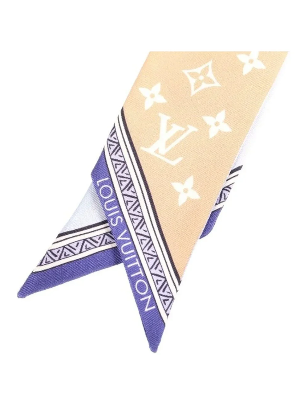Louis Vuitton LV Eclipse Bandeau Scarf Monogram Silk Blue Beige
